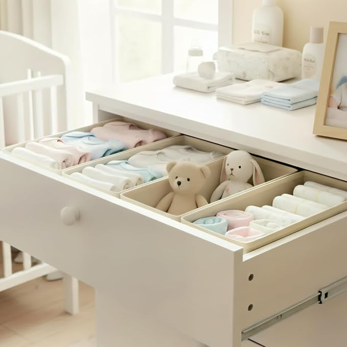 Clothes Drawer Organizer Set (3, White)
