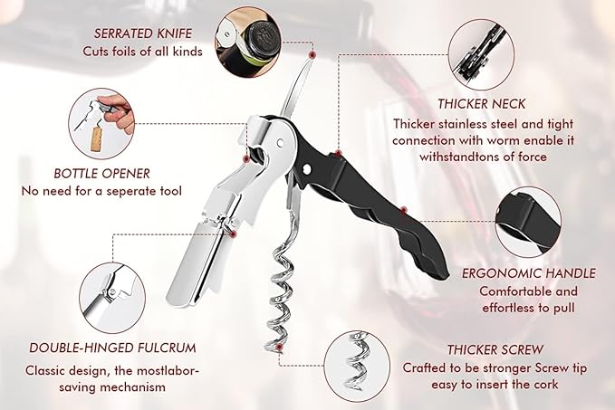 Kit-Home Professional Waiter Corkscrew Wine Openers Set (50 PCS),Upgraded with Heavy Duty Stainless Steel Hinges Wine Key for Restaurant Waiters, Sommelier, Bartenders - Image 2