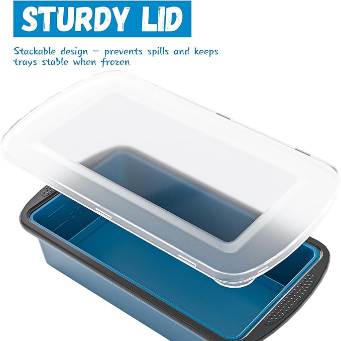 GORCI Silicone Freezer Tray With Lid, 2 Large 4 Cup Large Soup Freezer Molds Container for Meal Prepping, Ice Cube Tray, Perfect for Storing Leftovers, Sauces, Lasagna, 2-Pack - Image 4