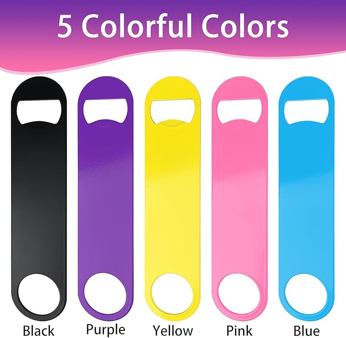 KTOJOY 5 Pack Stainless Steel Colorful Beer Bottle Opener Set, 7 Inch, Large Colorful Design, - Image 8
