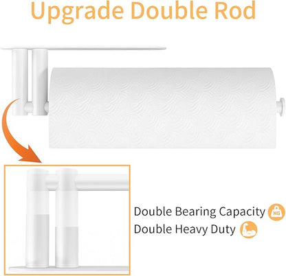 Paper Towel Holder Under Cabinet, 13Inch Self-Adhesive or Wall Paper Towel Holder for Kitchen, Bathroom, RV, White - Image 2