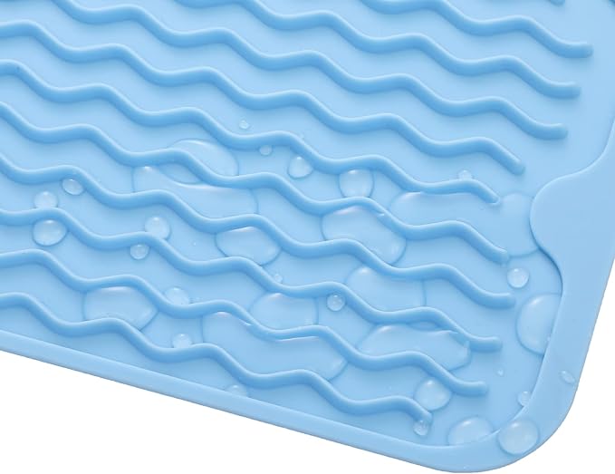 MicoYang Silicone Dish Drying Mat for Multiple Usage,Easy clean,Eco-friendly,Heat-resistant Silicone Mat for Kitchen Counter or Sink,Refrigerator or Drawer Liner Light Blue S 12 inches x 6 inches - Image 9