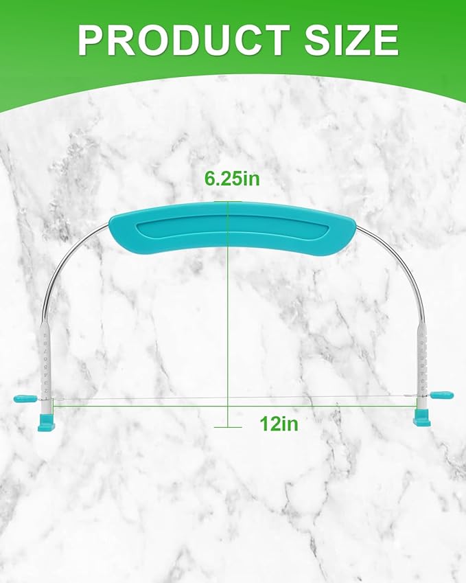Adjustable Cake Slicer Leveler Small Cake Cutter Slicer for Leveling Tops of Layer Cakes Professional Baking Tool with Stainless Steel Wires and Sea Blue Handle