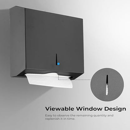 Commercial Paper Towel Dispenser for Multifold - Paper Towel Dispenser Wall Mount, Large Capacity Stainless Steel Tissue Holder, Suitable for Bathrooms and Public Places, Matte Black - Image 5
