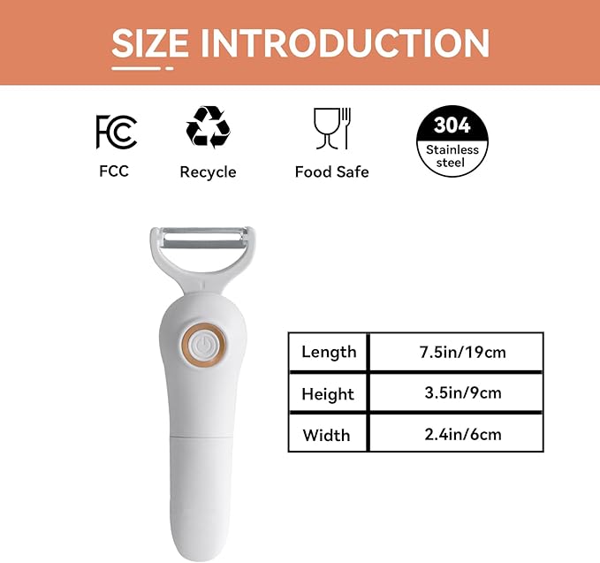 2-in-1 Electric Peeler | Auto Blade for Fruits/Vegetables | 2 Interchangeable Blades | 2*AAA | Kitchen, Travel, Camping - Image 2