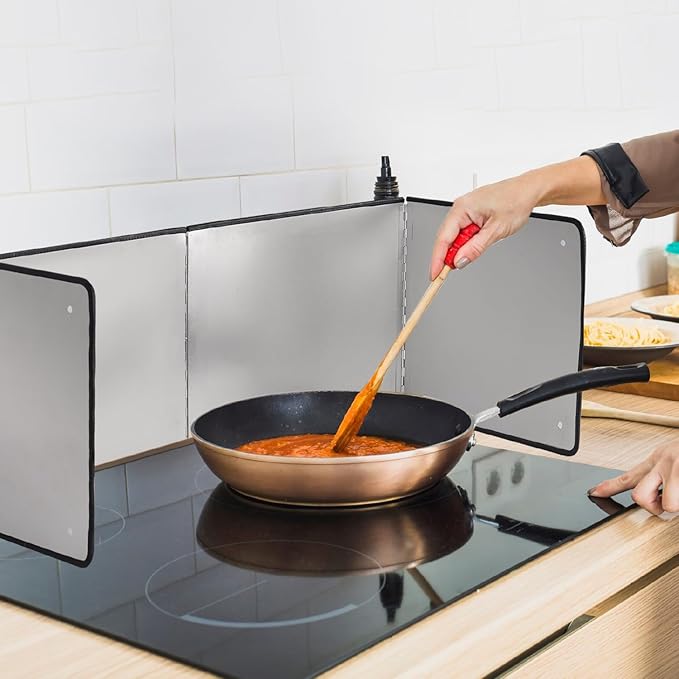 Silver Stainless Steel Large 4 Sided Splatter Guard for Frying Stove Top,Oil Splash Guard Cooking for Stove,Non Stick Foldable Splatter Screen for Stove Top - Image 7