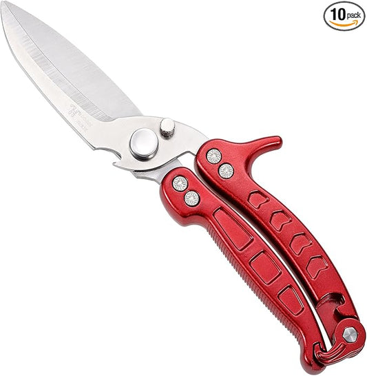 kitchen Shears Sharp and not Prone to Rusting for Food Heavy Duty Kitchen Scissors with Safety Buckle for Kitchen Food Handling, Barbecuing,Garden, Camping Poultry Scissors(Red)