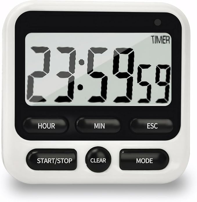NKOVE Digital Kitchen Timer 24 Hour Clock and Alarm Function with Silent or Alarm Manual Switching Count UP or Down and Memory Function for Cooking, Baking, Meeting by Nkove