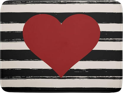 Valentine's Day Dish Drying Mat for Kitchen Counter Black Plaid Heart Microfiber Absorbent Dish Draining Reusable Washable Foldable Extra Large 18"x24" by Unknown