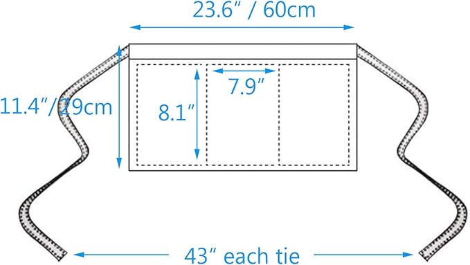 BOHARERS Waist Apron with 3 Pockets - Black Waitress Waiter Server Short Aprons - Image 6