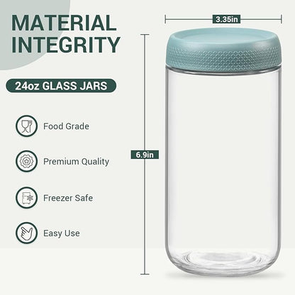 NETANY 6-pack 24oz Glass jars with Airtight Lids, Overnight Oats Containers with Lids, Wide mouth Mason Salad jars, Glass Food Storage Containers for Snacks Yogurt Spice Sugar - Image 2