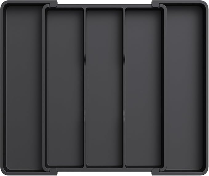 Lifewit Utensil Organizer for Kitchen Drawers, Expandable Cooking Utensil Tray, Adjustable Cutlery Silverware Flatware Holder, Plastic Spatula Tools Storage Divider, 11-18 x 14", Black by Lifewit