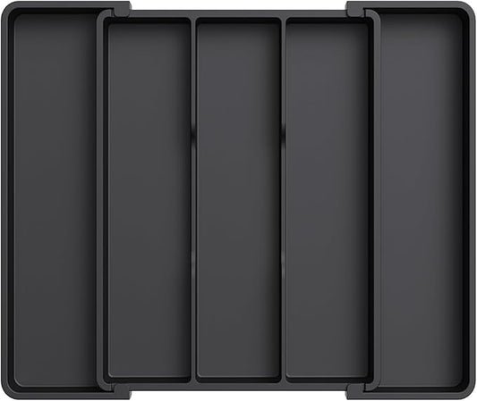 Lifewit Utensil Organizer for Kitchen Drawers, Expandable Cooking Utensil Tray, Adjustable Cutlery Silverware Flatware Holder, Plastic Spatula Tools Storage Divider, 11-18 x 14", Black by Lifewit