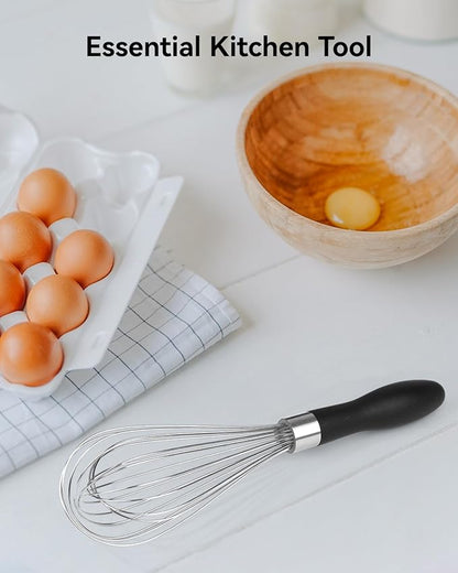 Anyongora 10 Inch Whisk, Sturdy Stainless Steel Wire Whisk with Non-Slip Grip - Dishwasher Safe & Rust Resistant Kitchen Tool for Cooking, Blending, Whisking & Mixing Batter