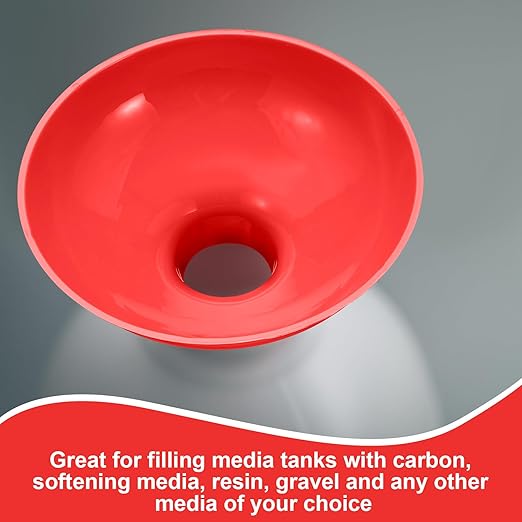 Vesici 2 Pack Extra Large Wide Mouth Funnel Red 2.5" x 10" Multi Purpose Filling Funnel Plastic Reusable for Water Softener Resin Tanks Carbon Media Jar Filling Use