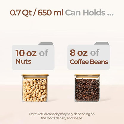 ComSaf 0.7 Qt Glass Food Storage Jars Set of 9, Clear Glass Storage Containers with Lids, Pantry Organization Jar, Spice, Blooming Tea, Oat, Coffee and Sugar Container, Small Canister Set for Kitchen - Image 3