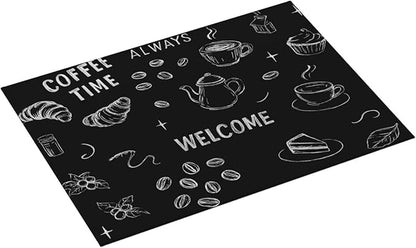 Black Ink Dish Drying Mats for Kitchen Counter, Large 18"x24" Dish Mats for Drying Dishes, Microfiber Absorbent Dish Drying Pad Rack Mat Kitchen Decor Reusable Washable