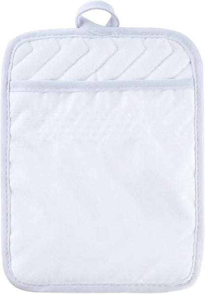 Anyi Pot Holders and Oven Mitts 7" X 9" Heat Resistant Pocket Pot Holder Set Feature of Non Slip Kitchen Hot Pad Oven Mitts, 3-Pack (White) - Image 4
