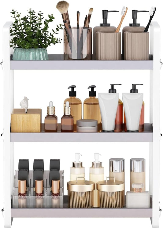 HNRLOY Bathroom Counter Organizer,Bathroom Countertop Organizer,Counter Shelf,Countertop Storage,Organization and Storage,Makeup Shelf,Sink Caddy(Grey 3 Tier) by Unknown