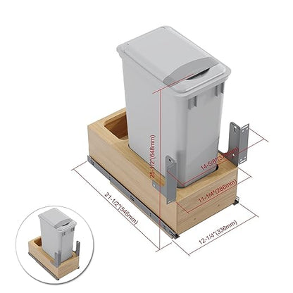 Dowell Single 50Qt Undermount Trash Pull-Out Waste Container with Full Extension Soft-Close Slides, Bottom Mounted, Face Frame/Frameless Min. Cabinet Opening: 12-1/2 Inch Wide-4008 0115 50 - Image 5