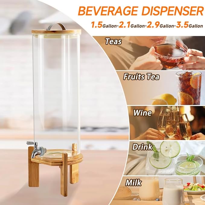 Beverage Dispenser, 3.5 Gallon Glass Drink Dispenser with Stand, Glass water dispenser with Spigot, Large Drink Dispensers for Parties,Bars,Restaurants, 13L - Image 4
