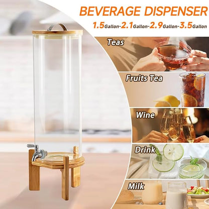 Beverage Dispenser, 3.5 Gallon Glass Drink Dispenser with Stand, Glass water dispenser with Spigot, Large Drink Dispensers for Parties,Bars,Restaurants, 13L - Image 4
