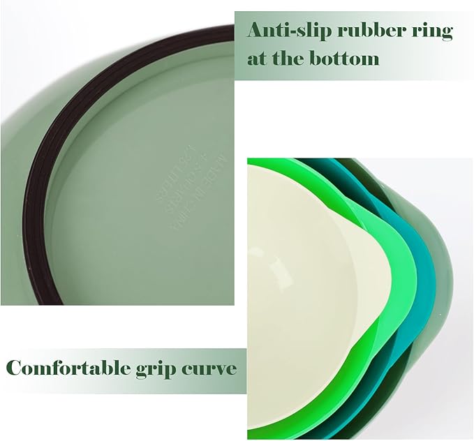 BoxedHome Classic Mixing Bowl Set, BPA Free Plastic, Microwave and Dishwasher Safe, 4.5 quarts (Army Green) - Image 4