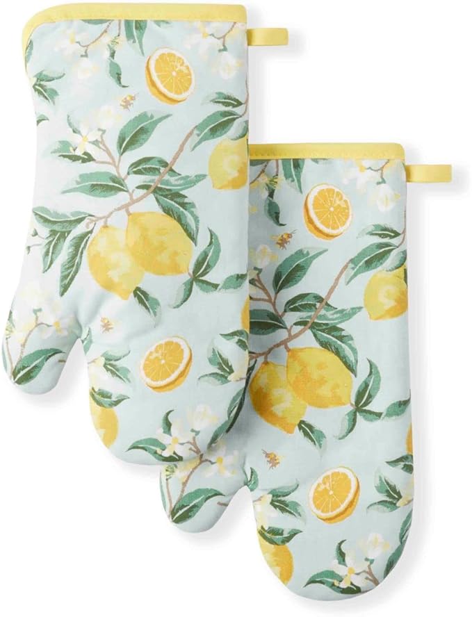 Martha Stewart Lemon Whimsy Oven Mitt 2-Pack Set, Yellow, 7"x13" by MarthaStewart