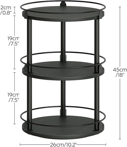 YATINEY 3-Tier Lazy Susan Organizer, Rotating Spice Rack, Spinning Organizer, Industrial Turntable Spice Rack Organizer for Cabinet, Kitchen Countertop, Pantry, Black SR23BK - Image 9
