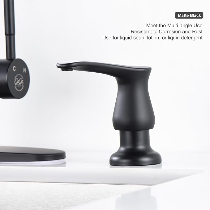 GAGALIFE Sink Soap Dispenser Matte Black, Built in Soap Dispenser with 17 OZ Bottle, Lotion Dispenser for Kitchen Sink, Refill from The Top - Image 8