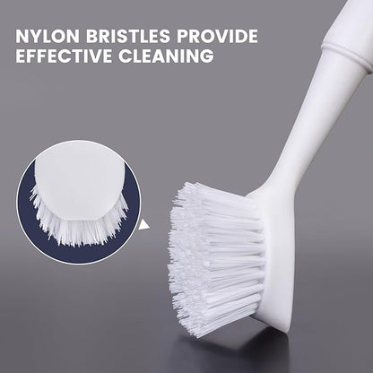 Dish Brush with Handle, Dish Scrub Brush with Built-in Scraper, Nylon Dish Scrubber, Kitchen Brushes for Dishes,Pots, Pans and Sinks 2 Pack - Image 4