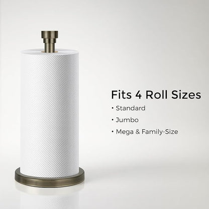 Antique Bronze Paper Towel Holder Countertop, Freestanding Paper Towel Stand with Weighted Non-Slip Base, Easy Assembly, Unique Decorative End Cap for Kitchen and Bathroom - Image 5