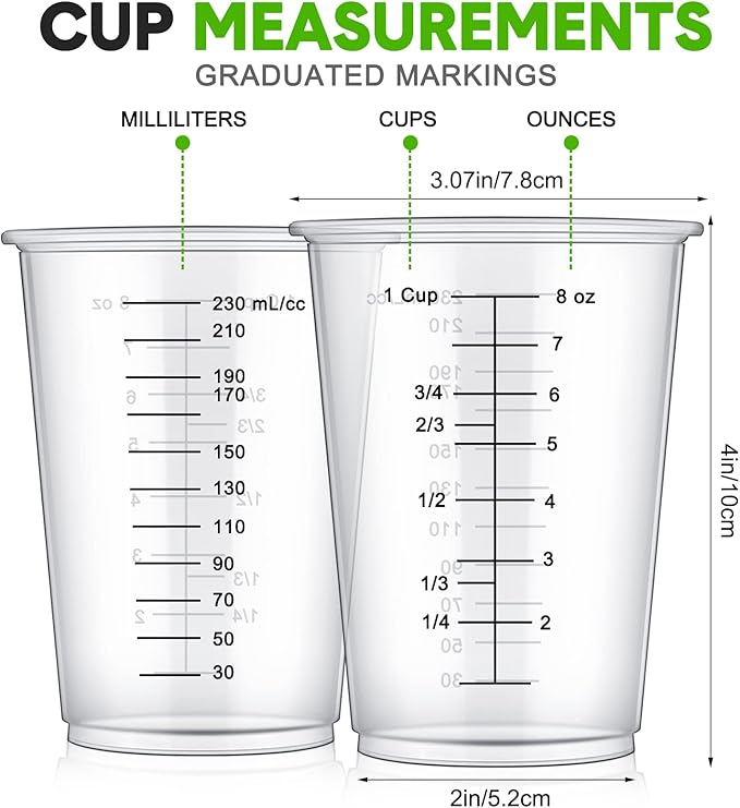 Yunsailing 500 Pack Disposable Measuring Cups for Resin 8 oz Clear Plastic Epoxy Reusable Liquid Mixing Cups for Cooking and Baking Supplies - Image 2