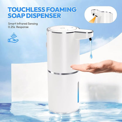 Automatic Soap Dispenser Touchless,Liquid Hand Soap Dispenser 12.8oz USB 4levels Adjustable Dispenser Electric Wall Mounted Smart for Bathroom and Kitchen Dish Soap，Easy for Toddlers(White) - Image 7