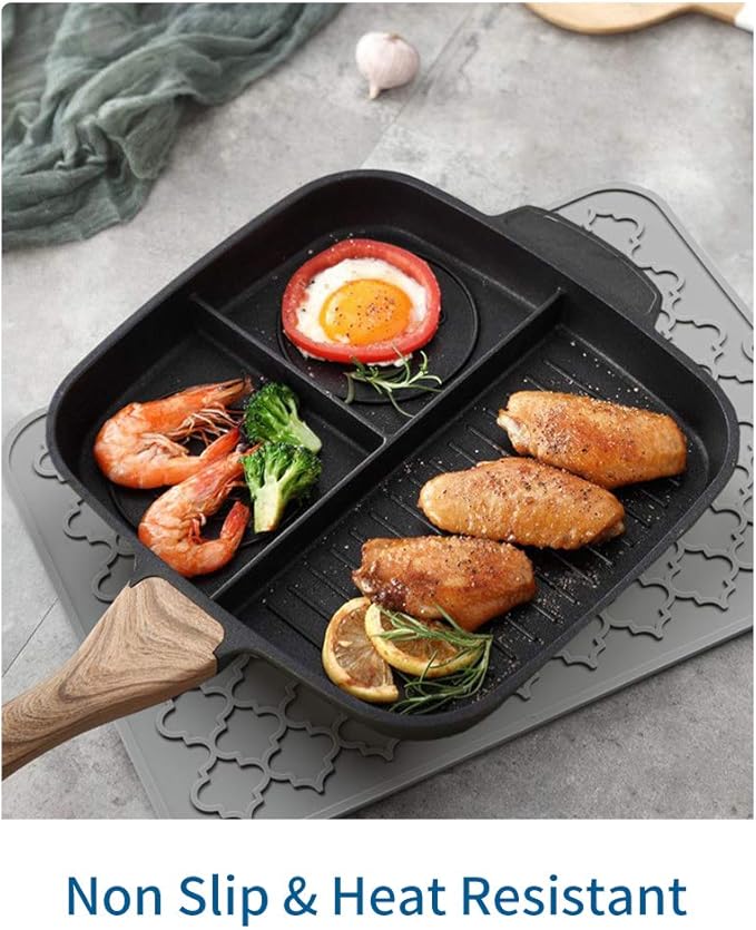 AMOAMI-Dish Drying Mats for Kitchen Counter-Silicone Dish Drying Mat-Kitchen Dish Drying Pad Heat Resistant Mat-Kitchen Gadgets Kitchen Accessories Kitchen Small Appliances(16" x 18", GREY) - Image 5