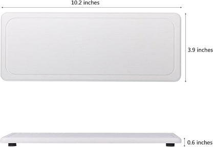 NiuYichee 2 Pcs Water Absorbing Stone Trays, Kitchen/Bathroom Sink Soap Dish, Diatomite Tray Used for Hand Soap & Cosmetic Bottles in The Modern Home, 4" W x 10.2" L, White