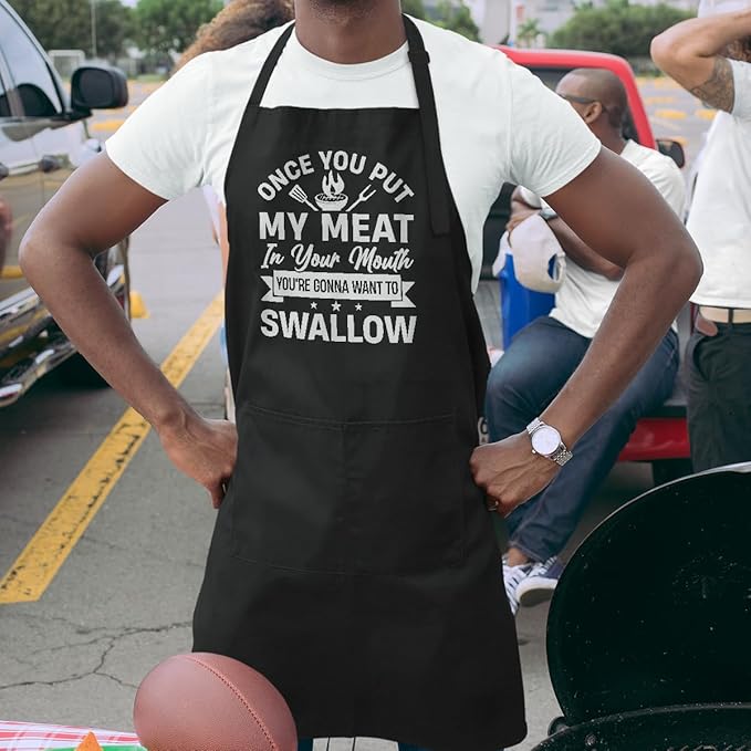 SANDJEST Funny Mens Aprons with Pockets for BBQ Grilling Cooking Grandpa Husband Apron for Birthday Christmas Father's Day