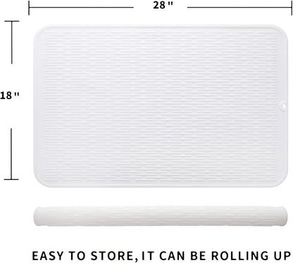 MicoYang Silicone Dish Drying Mat for Multiple Usage,Easy clean,Eco-friendly,Heat-resistant Silicone Mat for Kitchen Counter or Sink,Refrigerator or Drawer Liner White 3XL 28 inches x 18 inches - Image 2