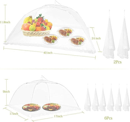 Food Cover Food Tent Set, 2 Extra Large 40"X24" and 6 Standard 17"X17" Mesh Food Covers for Outside, 8 Pack Collapsible, Reusable Pop-Up Umbrella Food Nets for Picnics, Outdoor Camping, Parties, BBQ - Image 7