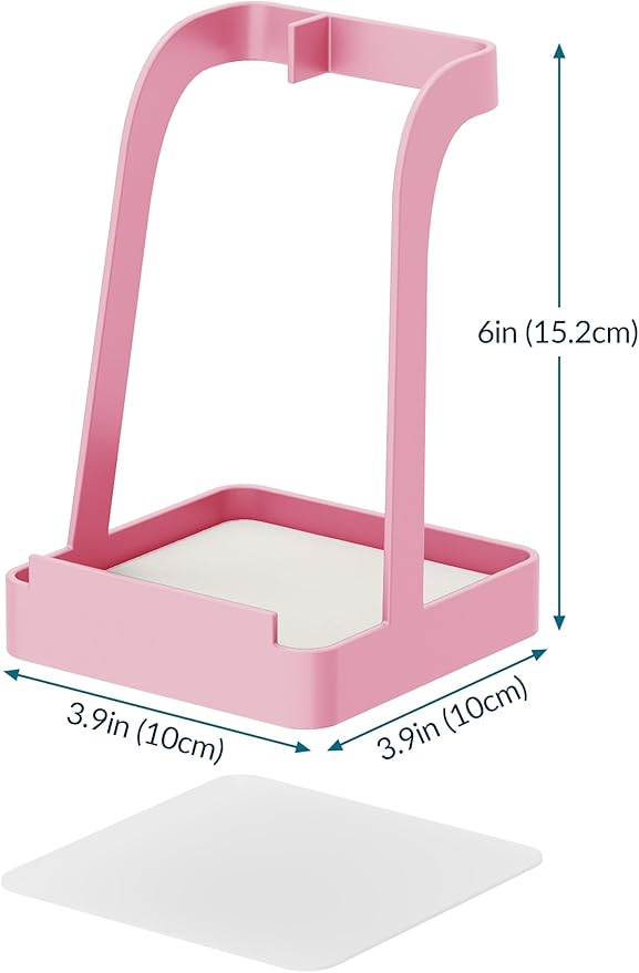 NiHome Kitchen Utensil Holder for Pot Lids & Spoons Pink Kitchen Accessories with White Diatomite Drip Tray, Non-Slip Base, Metal Cooking Spoon Rest, 3.9"x3.9"x6" Countertop Organizer (Pink) - Image 7