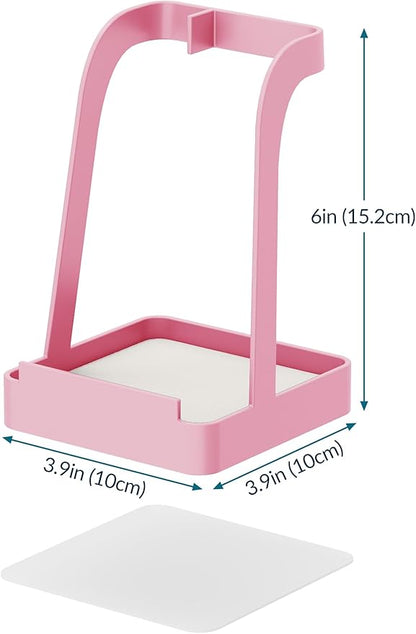 NiHome Kitchen Utensil Holder for Pot Lids & Spoons Pink Kitchen Accessories with White Diatomite Drip Tray, Non-Slip Base, Metal Cooking Spoon Rest, 3.9"x3.9"x6" Countertop Organizer (Pink) - Image 7