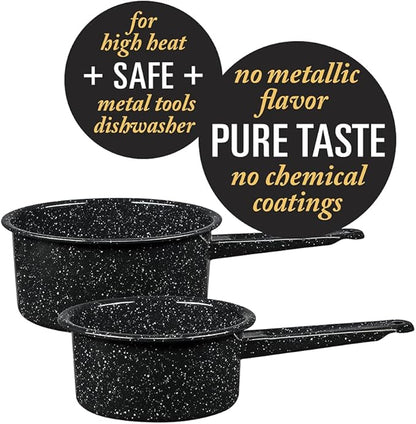 Granite Ware Non-Stick Saucepan Set with Steel Core, 1 & 2 Quart - Durable & Scratch-Resistant Pot for Soups and Sauces - Fast, Even Heating - Non-Toxic Cookware Essentials (Speckled Black) - Image 4