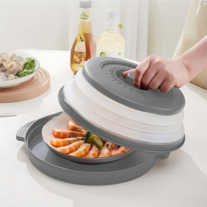 Microwave Splatter Cover for Food with Anti-scald Base Plate,Large Plastic & Silicone Vented Avoid Scalding Collapsible Guard Lid,Kitchen Essential Gadgets for Meal Prep-10.7 Inch (gray) - Image 8