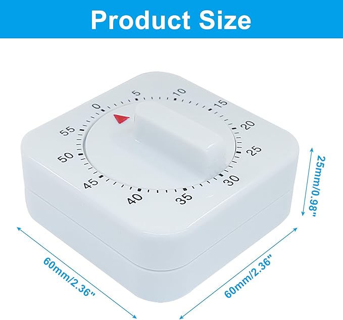 60 Minute Mechanical Kitchen Timer - Loud Alarm Visual Countdown Timer for Cooking, Baking, Homework, and Exercise - No Batteries Required(White) - Image 2