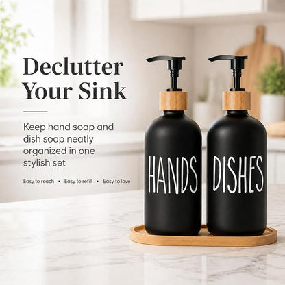 Dish Soap Dispenser for Kitchen Sink.Glass Hand Soap Dispenser, Modern Farmhouse Decor for Bathroom,Kitchen Sink Decor - Image 3