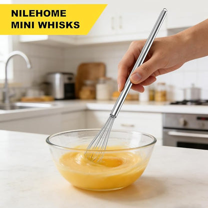NileHome Mini Whisks Stainless Steel Whisk 11" Kitchen Small Wisk Balloon Wire Tiny Whisks for Cooking, Whisking, Blending, Beating, Stirring - Image 4