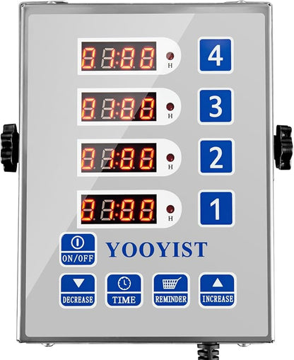 Precision Kitchen Timers for Cooking – 4 Channel Commercial Kitchen Timer Restaurant Kitchen Supplies – Stainless Steel Digital LED Chef Cooking Timer – Reminder Function, Loud Alarm, Silver by YOOYIST