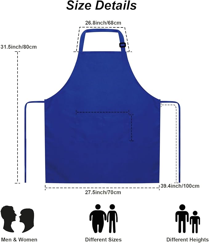 15 Pcs Adult Aprons Bulk with Pockets Adjustable Bib Chef Apron for Women Men Painting Cooking Crafting (S/L) - Image 5