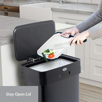 Clorox 13 Gallon Trash Can - 50L Kitchen Trash Can with Wide Step Pedal - Rectangular Black Stainless Garbage Bin with Hinged Rim and Odor Protection - Image 7