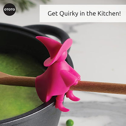 OTOTO Agatha Spoon Holder - Goth Cute Spoon Rest for Stove Top, Gothic, Spooky Cooking Gifts, Witchy Gifts, Cool Kitchen Gadgets, Halloween Gifts (Pink) - Image 6